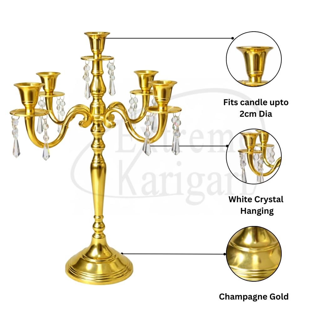 Golden Aluminum Candle Stand - Luxury Centerpiece -5 Golden Aluminum Candle Stand - Luxury Centerpiece -5
