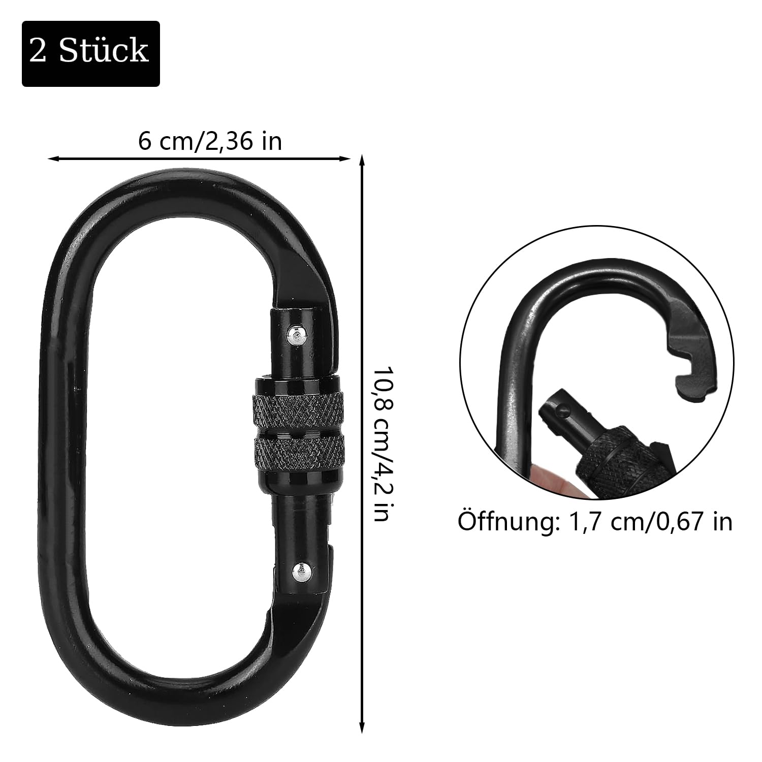 Feloyal Kletterkarabiner 25KN - Sicherer Schraubkarabiner Für Camping, Klettern & Outdoor