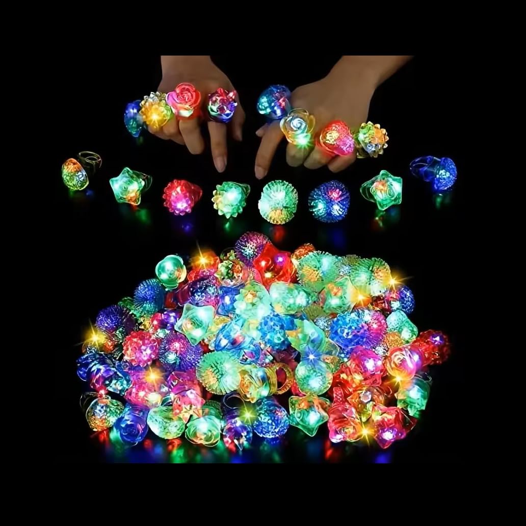 Generisch Bunte LED Leucht-Ringe Party-Ringe aus Gummi für Party JGA Hochzeit Festival 50er Set - mehrfarbig