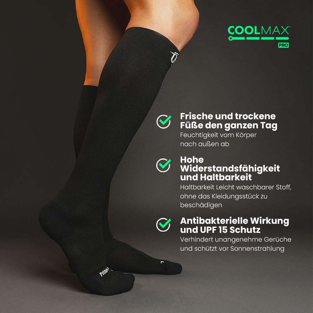 Kompressionsstrümpfe für Damen und Herren | Sport-Kompressionssocken | Atmungsaktives Coolmax-Gewebe | Ideal für Sport, Arbeit oder Reisen