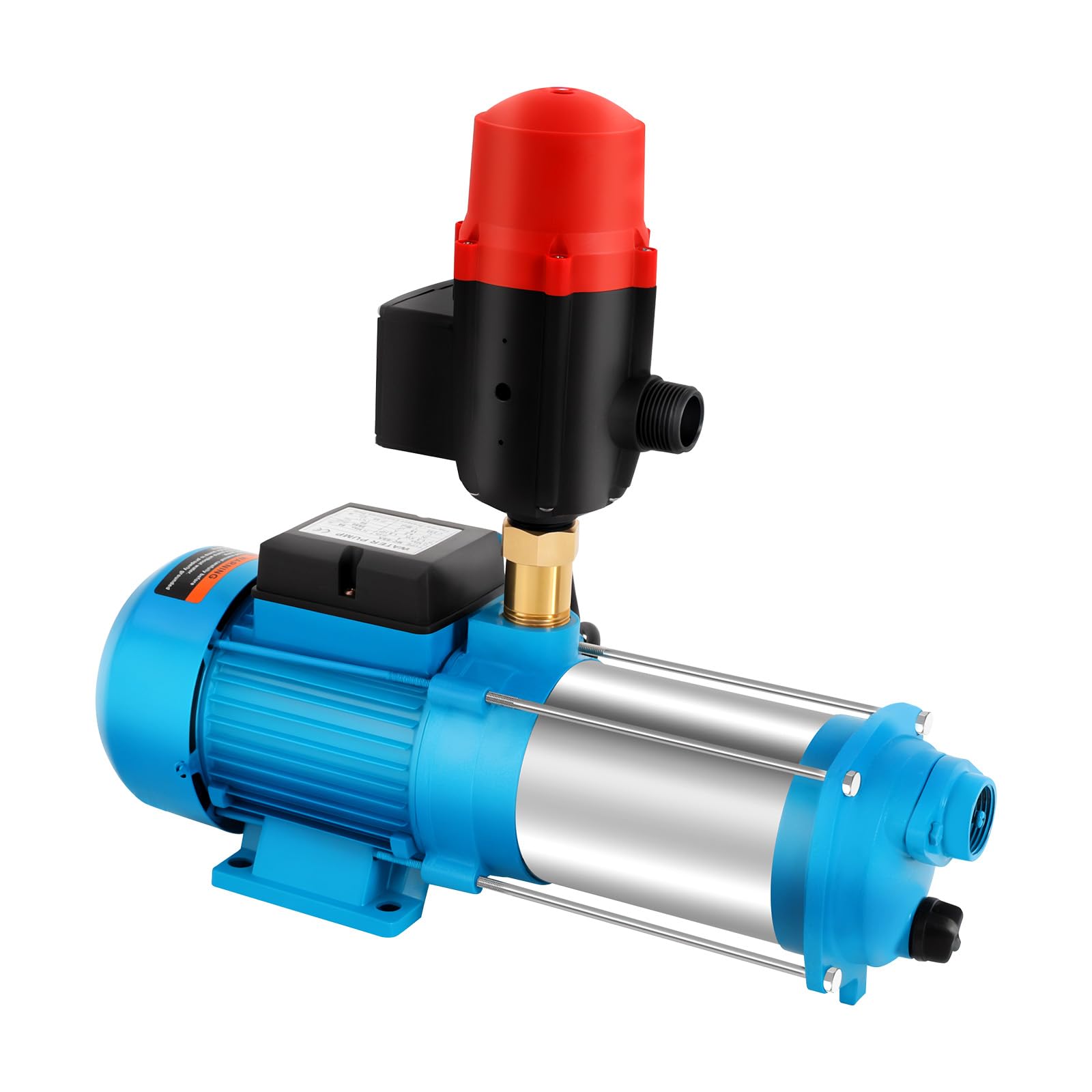 Edelstahl Kreiselpumpe 1300W 4000L/h, selbstansaugende Gartenpumpe mit 98M Förderhöhe IP44, Hauswasserwerk mit Druckschalter und Manometer für Garten Haushalt Teich Bewässerung