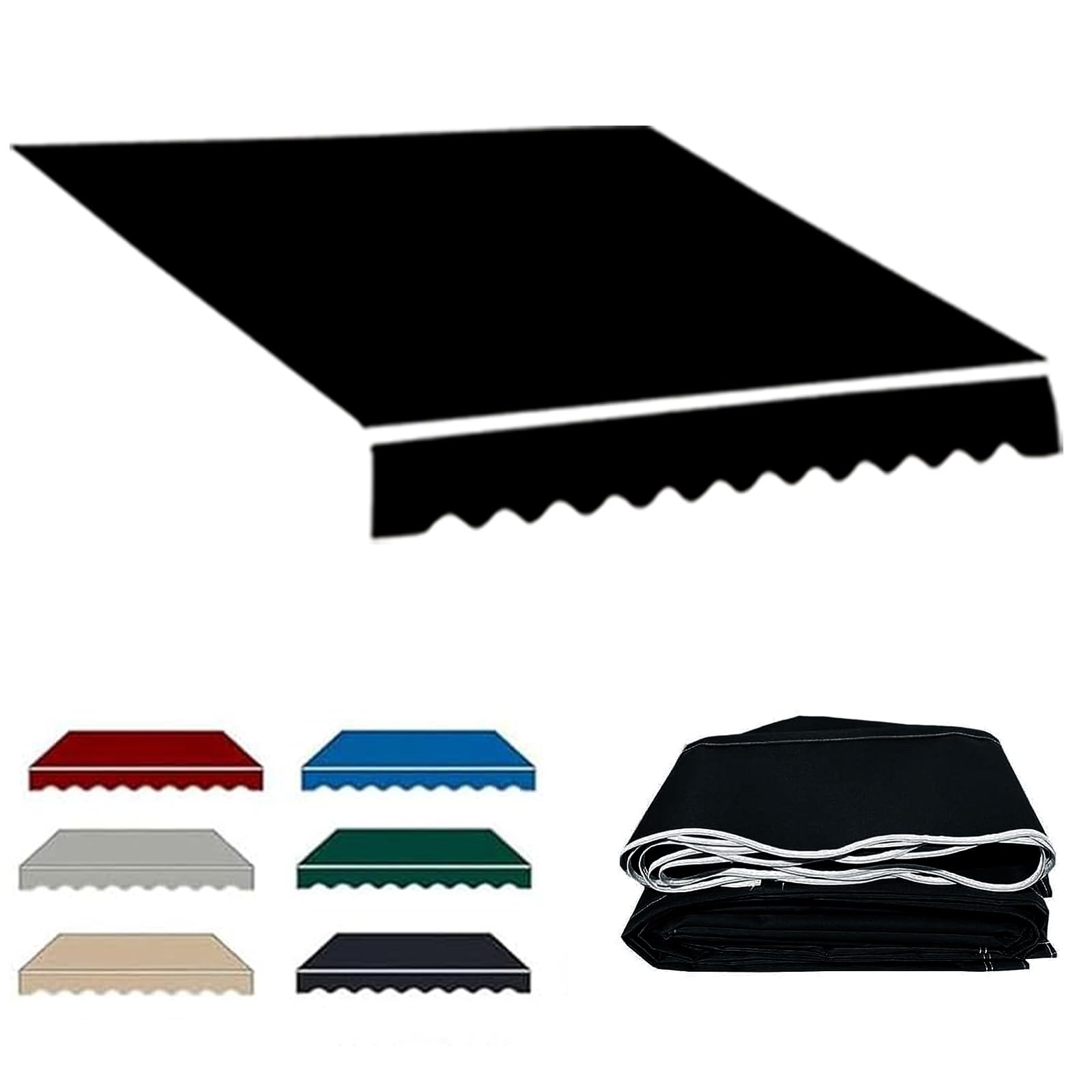 ROFBIHG Retractable Patio Awning Replacement Fabric, Sunshade Patio Awnings Replace Canvas, Weatherproof Replacement Fabric Valance for Yard Garden Windows (Without Frame)(Black,4x2m(13x6.5ft))