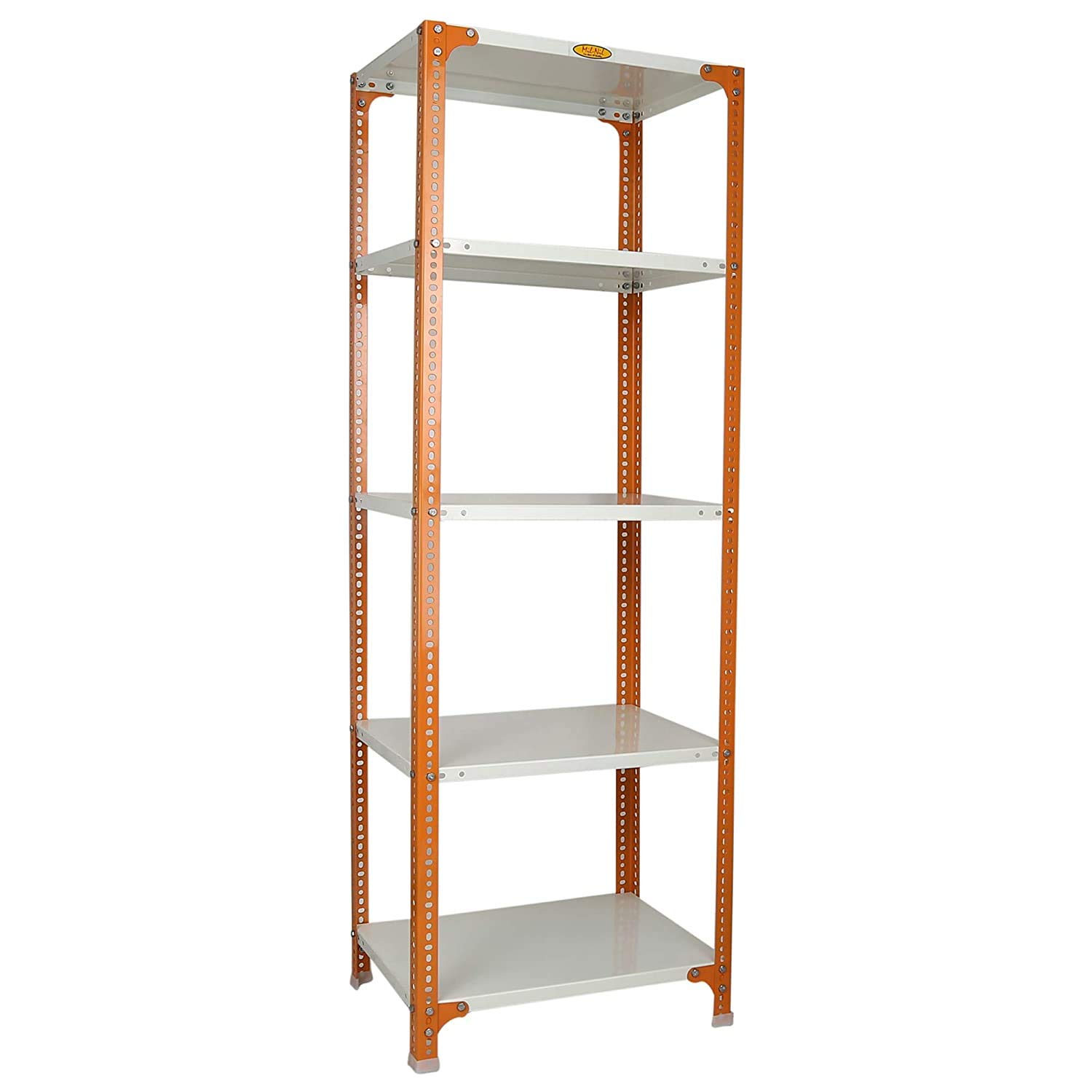 Mil-Nil Prime CRC Sheet 5 Shelf Multipurpose Slotted Angle Rack, 72 x 24 x 18 Inch, 22 Gauge [(Orange-Ivory) Powder Coating] 16 Gauge Angles (B0845S1KWY) Amazon Price History, Amazon Price Tracker