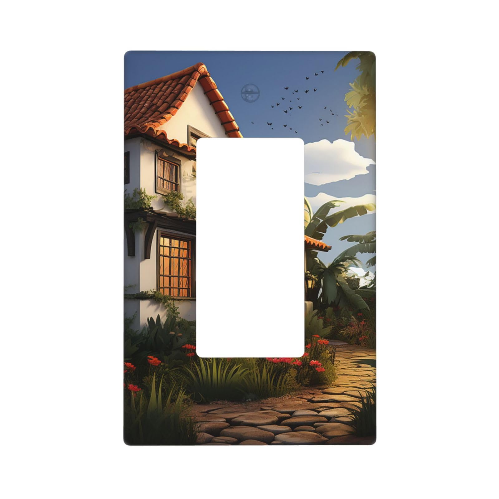 Farmhouse Wall Plate Cover 1 Gang Light Switch Cover Decorative Single Duplex Wall Plates Standard Size Decorator Blank Electrical Switch Plate Cover for Electrical Outlets