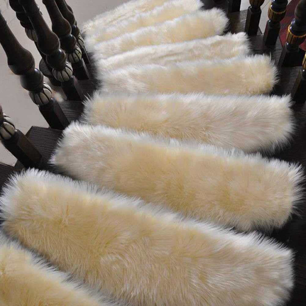 YTBHSHXZ stair treads， 1Pc Fluffy Soft Stairs Non-Slip Plush Carpet Runner Anti-Slip(G,85x24cm)