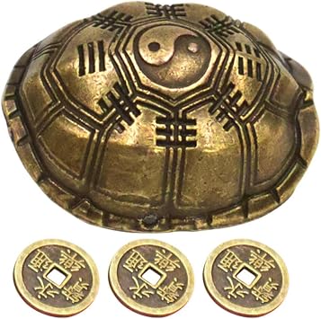 1set Turtle Shell Alloy Divination Prop Vintage Chinese Design Alloy Sculpture for Home Decor and Feng Shui Blessings Compact for Temple Household Use