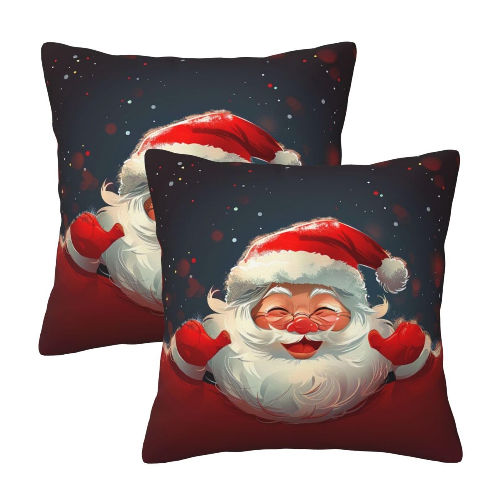 kkvhhyuo Cute Santa Claus Print Print Pillow Covers Set of 2, Square Decorative Cushion Covers with Hidden Zipper, Throw Pillow Cases for Living Room Sofa Bed Chair, 45x45 cm