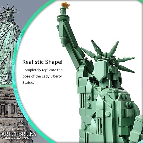 Miniatura 3 de Estatua arquitectónica de la Libertad, colección grande, juego de construcción de construcción y regalo para niños y adultos (1577 piezas)