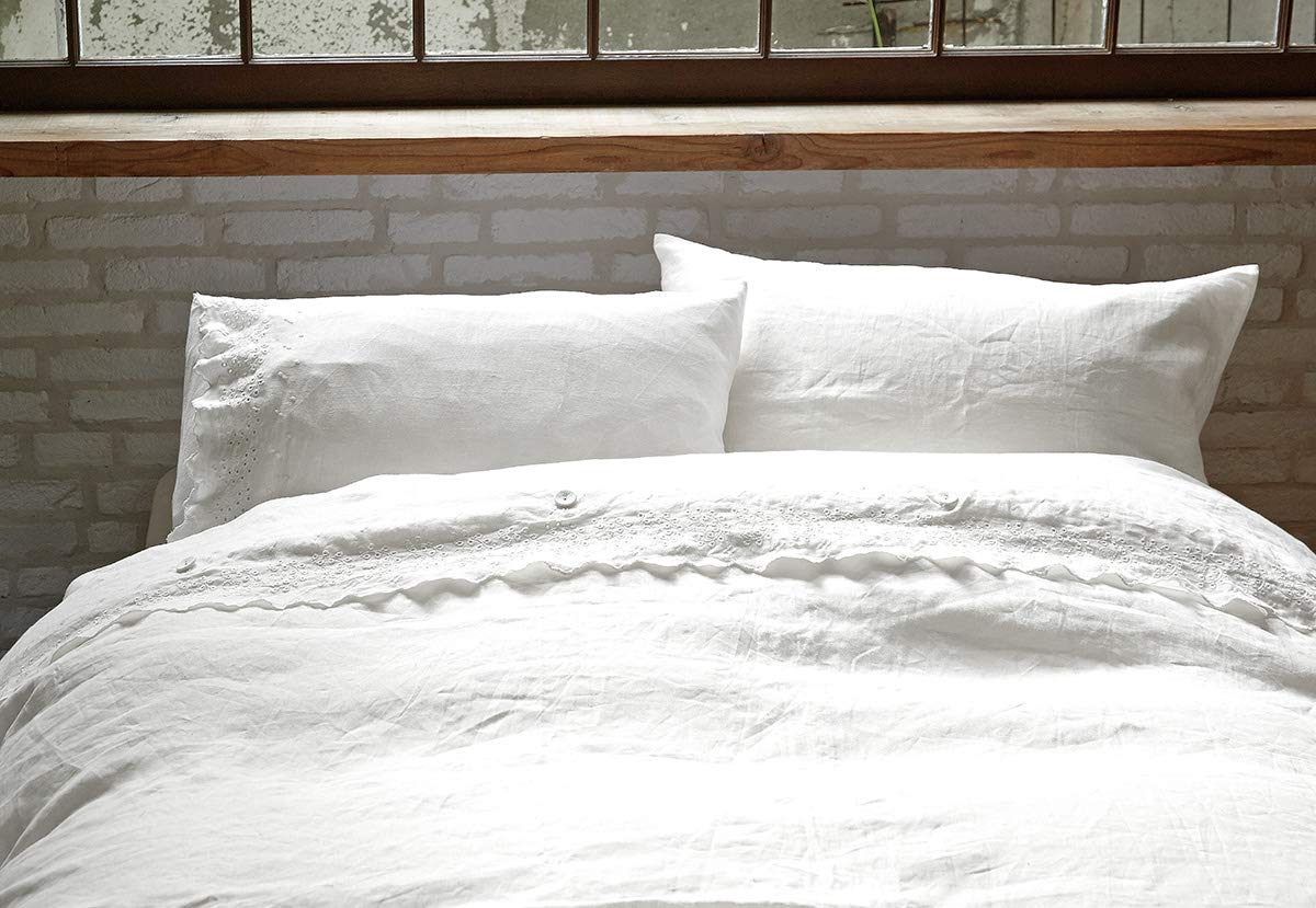 フランスベッド　掛け布団カバー　麻100％　リネン刺繍　ダブル フランスベッド 掛け布団カバー 麻100％ リネン刺繍 ダブル フランス