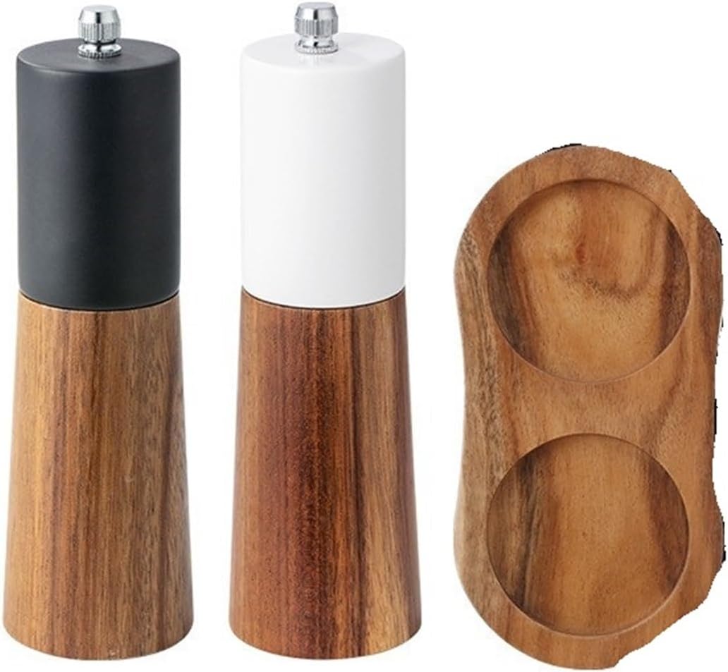 6 Inches Salt And Pepper Grinder Manual Pepper Mill Freshly Ground Seasoning Ceramic Core Spice Mill Rough/fine Grinding(3Pcs Sets With Box)