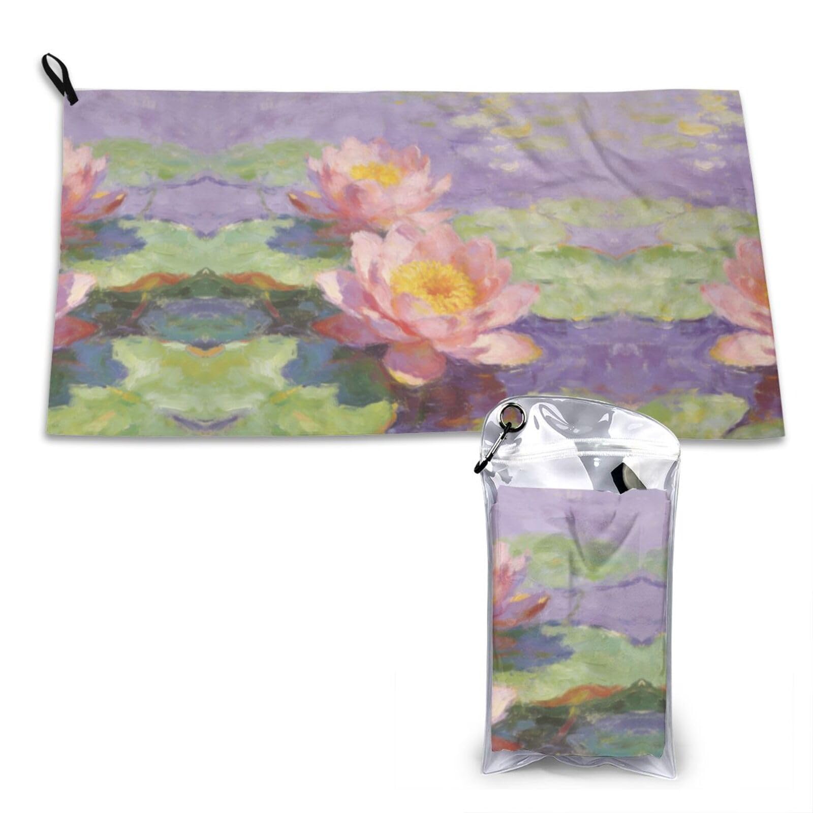 DUYKIMQW Water Lilies in Soft Hues Print Quick Dry Towel 16x31.5in White