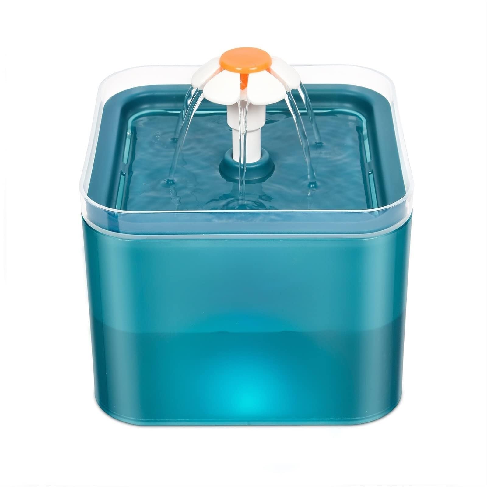 2L Automatic Cat Water Fountain with Quad Filtration, LED Light & Quiet Pump for Pets (Blue)