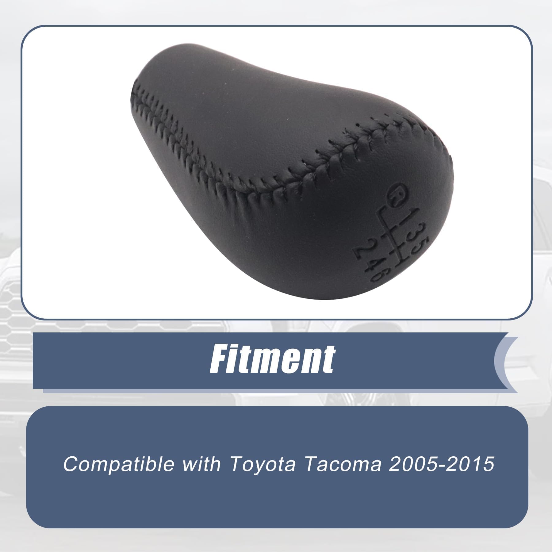 6-Speed Leather Gear Shift Knob For Toyota Tacoma 2005-2015 - Black Replacement Shifter - Direct Fit