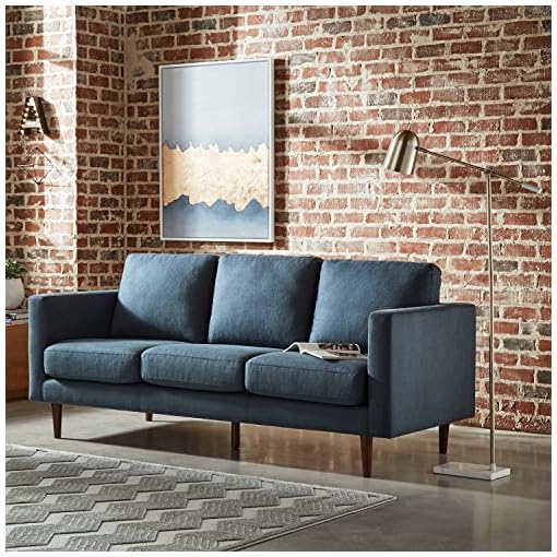 Amazon Brand Rivet Revolve Modern Upholstered Sofa Couch, 80"W, Denim