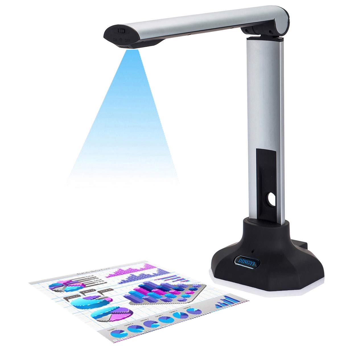 DINGYI Portable 8MP USB Document Camera Scanner with AutoFocus and LED Supplemental Light
