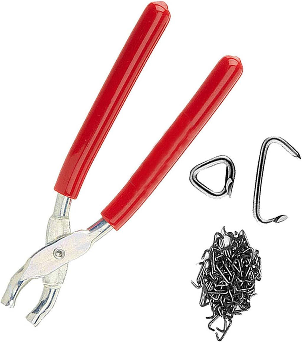 Small Hog Ring Pliers 150 Rings 3/4 Kit for Automotive Upholstery