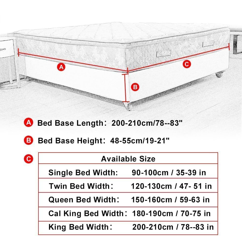 DUJUIKE Mantovana Giroletto Vestiletto Coprirette, Mantovana in velluto riccio per divano letto, Protezione Del Giroletto, Trasforma una base per letto (Twin Bed Width:120-137cm,Bianco)
