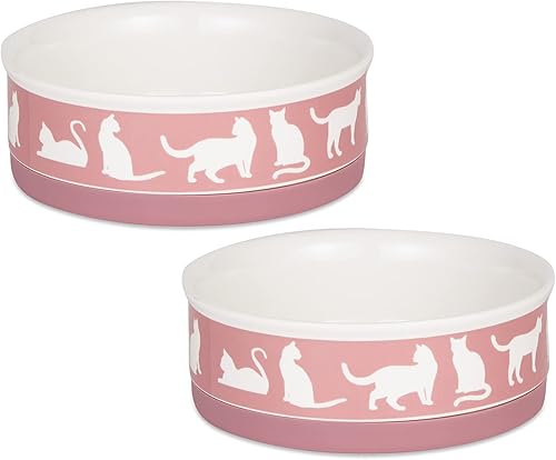 Miniatura 18 de Bone Dry Cuencos de cerámica para gatos, aptos para microondas y lavavajillas, juego pequeño, 4.25 x 2, azul marino, 2 unidades