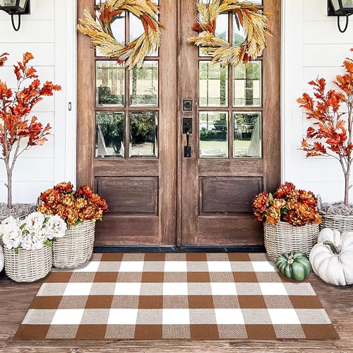 Homydecor Coffee Plaid Layering Rug