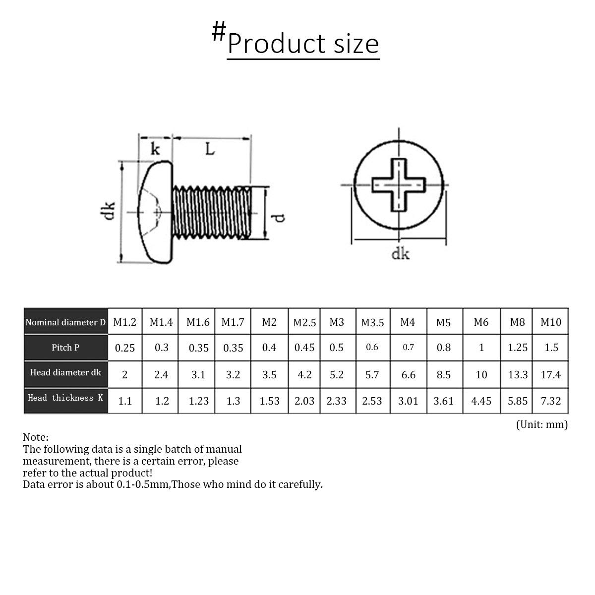 YOFASEN Screw Box - M4 304 Stainless Steel Pan Phillips Cross Round Head Screw Machine Screws, M4*12 100pcs - Image 4