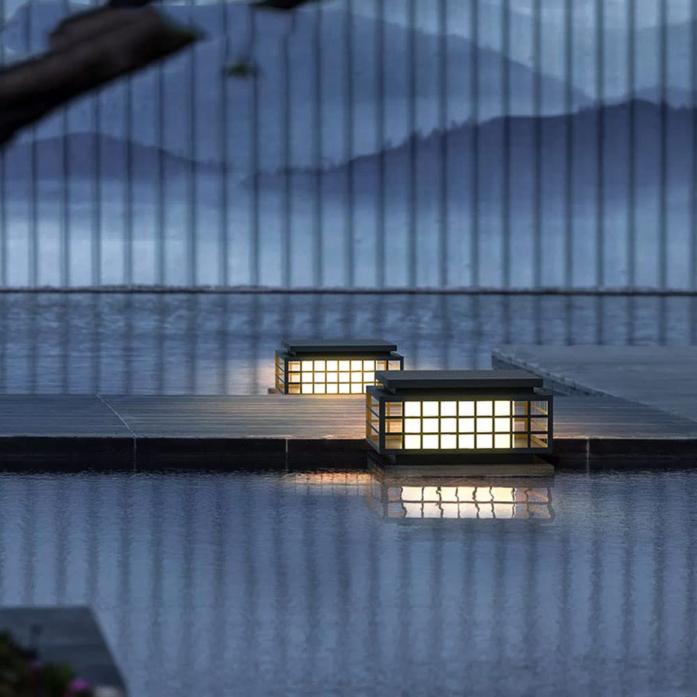 Lampada da cortile Luci da esterno Lampada da esterno a colonna Cubo Impermeabile IP54 Lampada a colonna Lampada da palo a LED in acciaio inossidabile Giardino Villa Corridoio Patio Recinzione Lampada