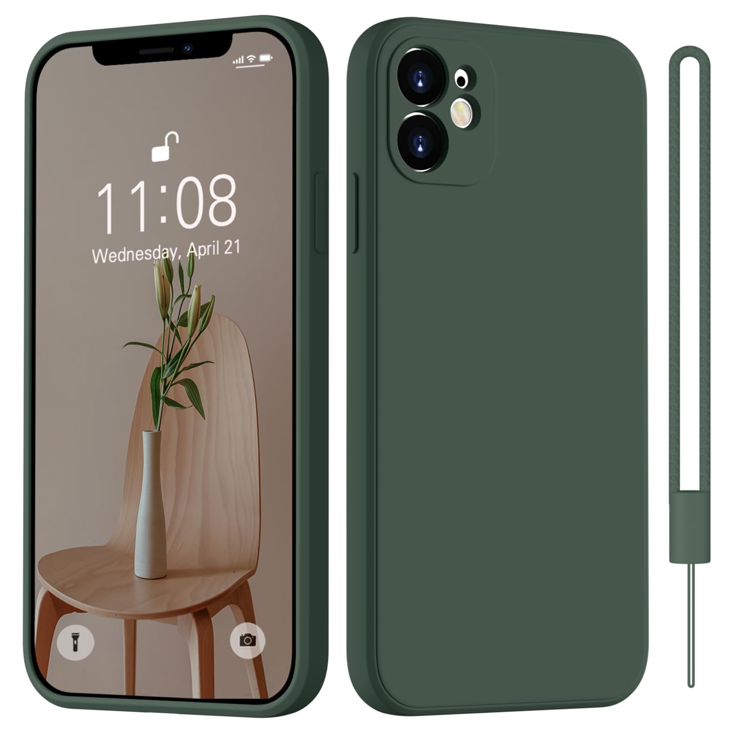 HGH Silikon Hülle für iPhone 12 Hülle, Hanyhülle für iPhone 12 Ultra Dünn Slim mit Microfiber, Kratzfeste Rundumschutz Case Schutzhülle Hülle 6.1'' Grün