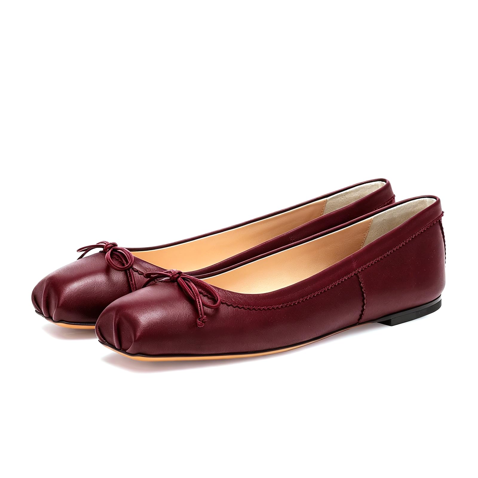Lutalica W Ballerine da donna con punta quadrata e fiocco, casual, senza lacci, comode