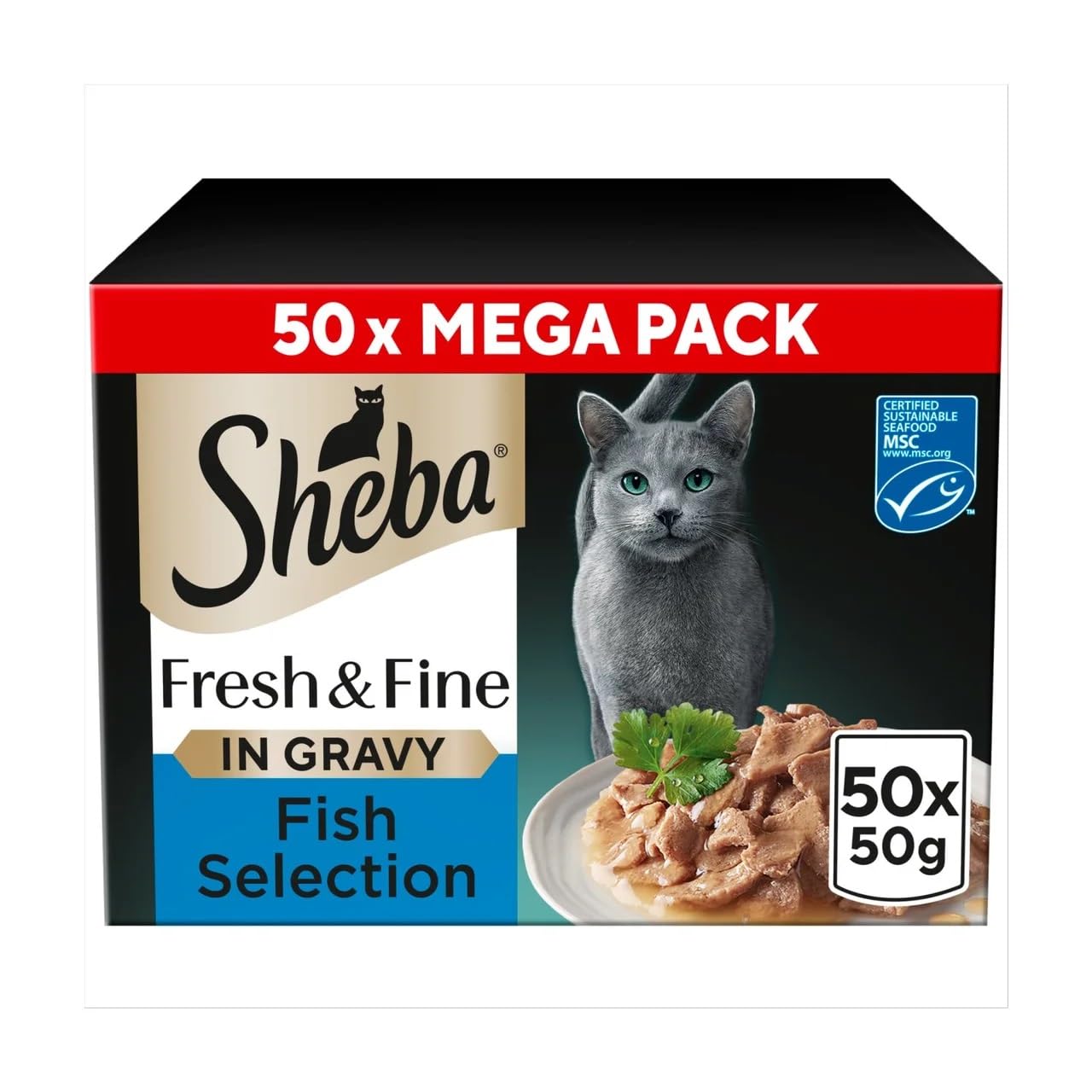 Sheba CATCARE Pouch Wet Fresh & Fine (Poisson) - pour Adulte - 50 g - Multipack Standard