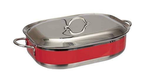 Bon Chef 60004CFCLDRED - Horno francés de acero inoxidable con tapa capacidad de 7 cuartos de galón 150in de largo x 110in de ancho x 39in de alto