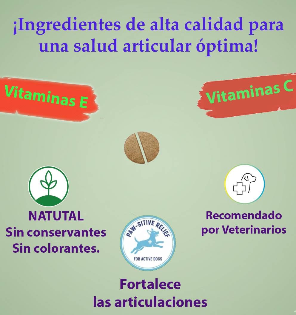 Suplemento de articulaciones para perros con glucosamina y condroitina, soporte articular y movilidad, ideal para perros mayores y activos, 100 comprimidos con Omega 3 y garra del diablo