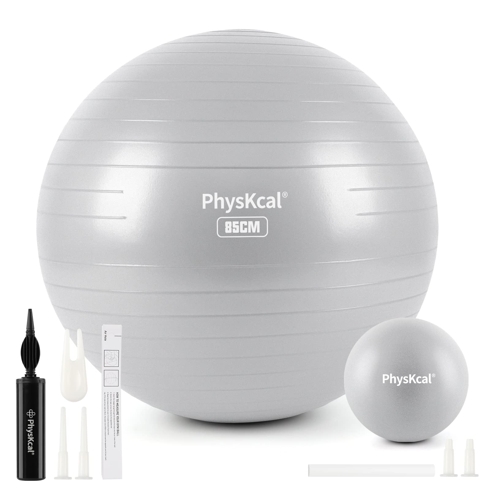 PhysKcal Gymnastikball und 23 cm Pilatesball Set, Anti Burst Gymnastikball, Anti-Rutsch-Sitzball, Balanceball, Yogaball für Zuhause, Fitnessstudio und Büro
