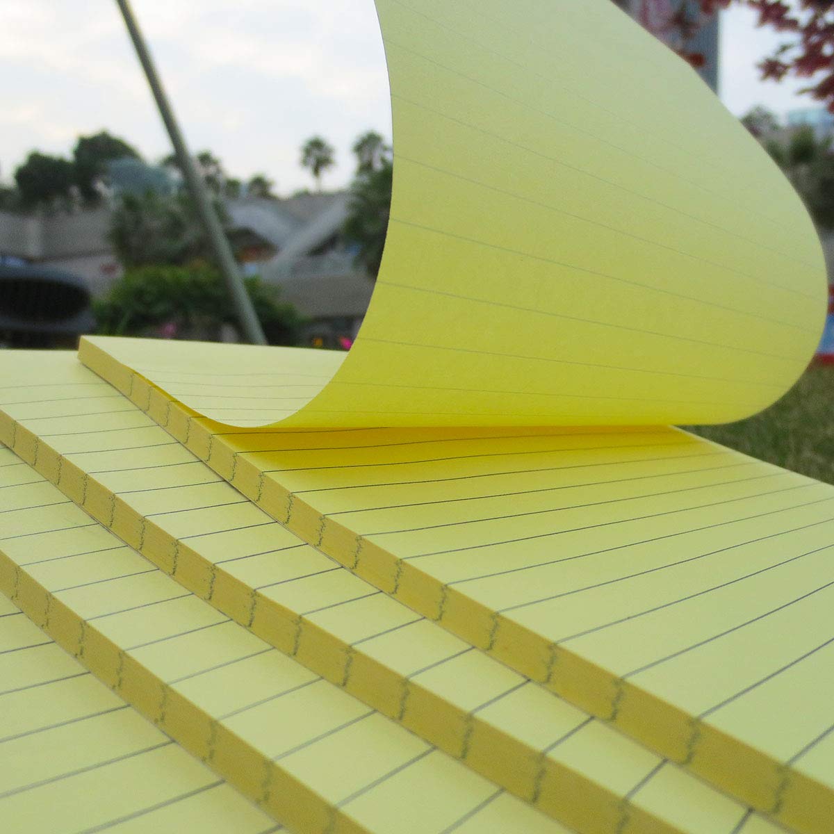 Creatiburg Notas adhesivas grandes de color amarillo de 6 x 8 pulgadas, 6 blocs, 50 hojas por bloc, bloc de notas autoadhesivas forradas para oficina y escuela, juego de regalo envuelto