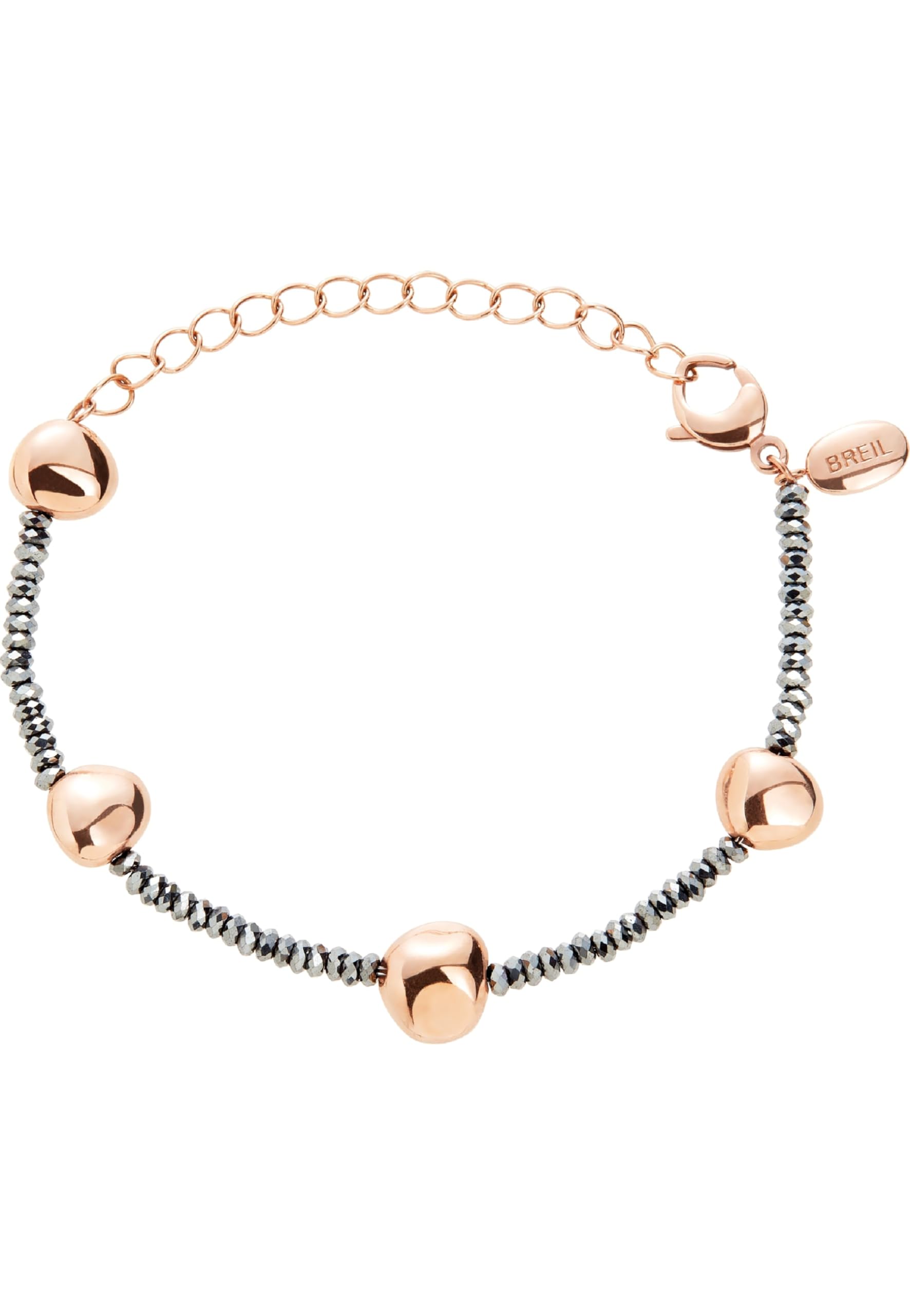 Breil B Rocks TJ3290 Women's Bracelet Haematite and IP Rose Steel - Rose Silver - Length: 15cm, Länge: 15 cm, Stainless Steel, No Gemstone