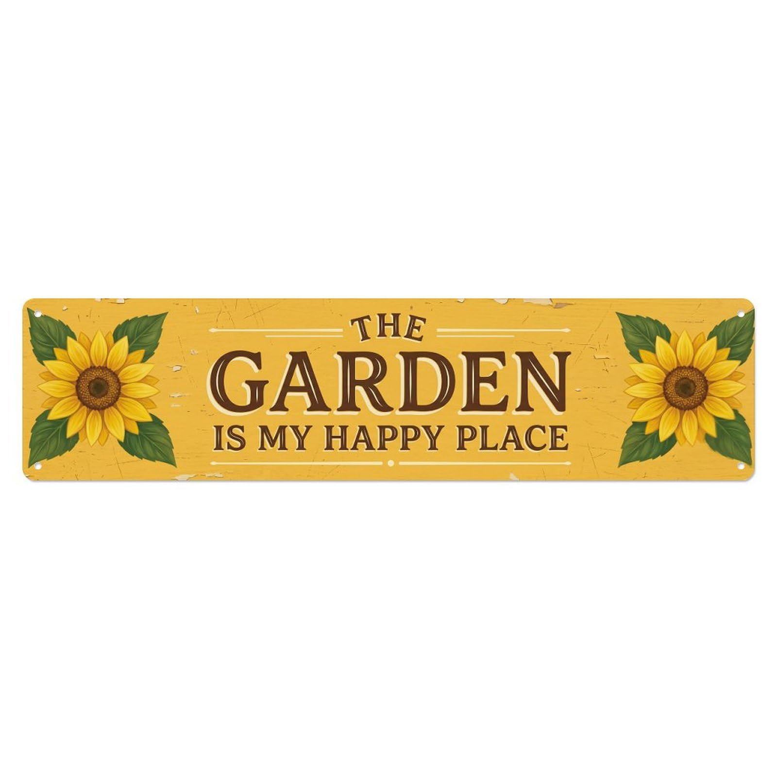 Vintage The Garden Is My Happy Place Sunflower Pattern Metal Tin Sign