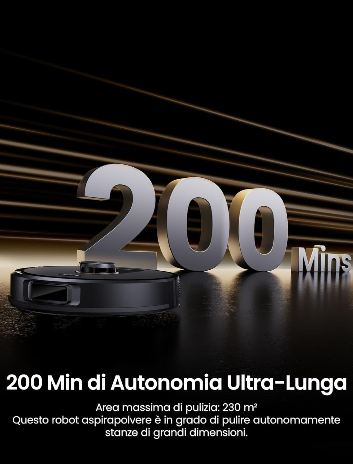 Proscenic Q20Plus Robot Aspirapolvere Lavapavimenti con Mappatura 10000Pa 200 Minuti Autonomia Contenitore Trasparente Senza Sacco per Pavimenti e Tappeti