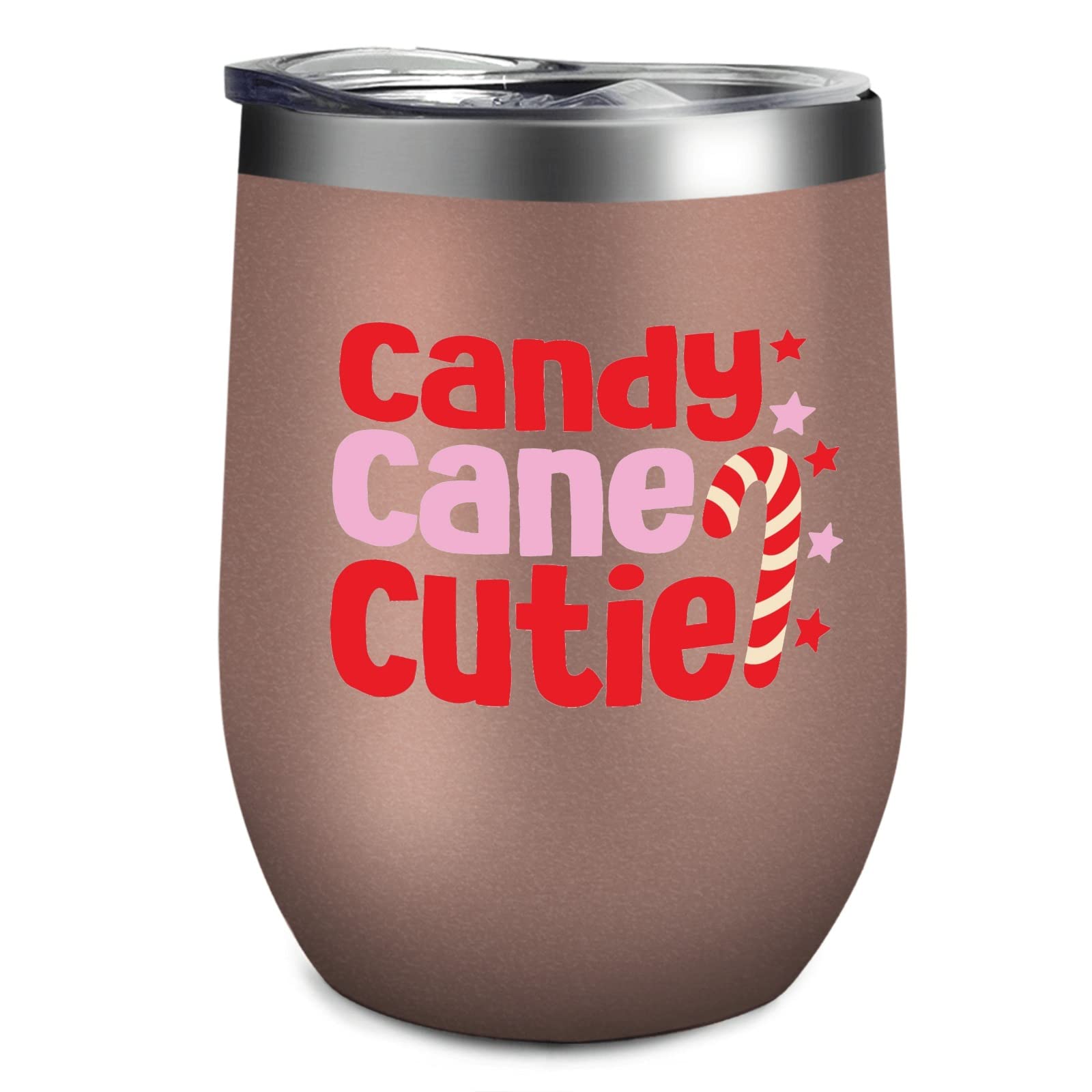 BAKAH 12oz Christmas water bottle Cups with Straw and Lid Wine Cup candy canee cutiee Cute Stainless Steel water bottles Design Gifts Girlfriend Stainless Steel water bottles