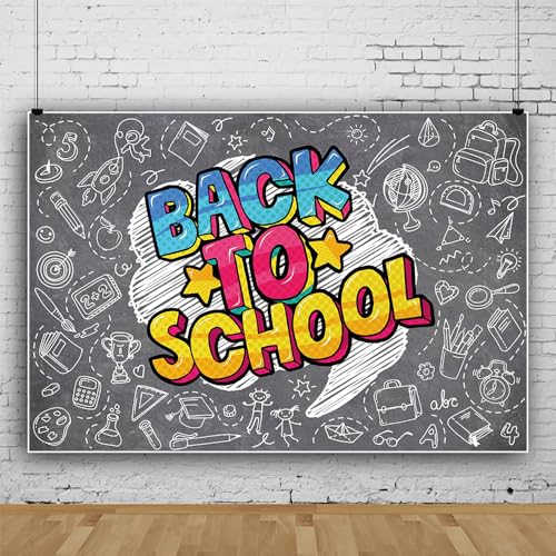 Duluxykl Back to School Backdrop,First Day of Kindergarten Banner,Teacher and Students Party Supplies Decoration Banner Photography Background Booth Durable Polyester Fabric Reusable 7x5Ft