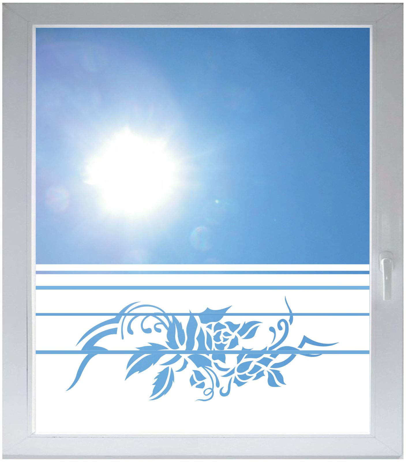 Glasdekorfolie opaque satinée Indigos UG film électrostatique vitre anti-regard fleur