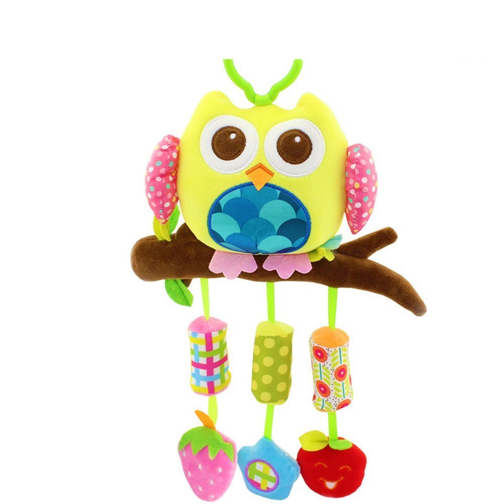Baby Station Baby Crib & Stroller Plush Playing Toy Car Hanging Rattles Pack of 2 (Shark Yellow Owl) (B09Y95R7BN) Amazon Price History, Amazon Price Tracker