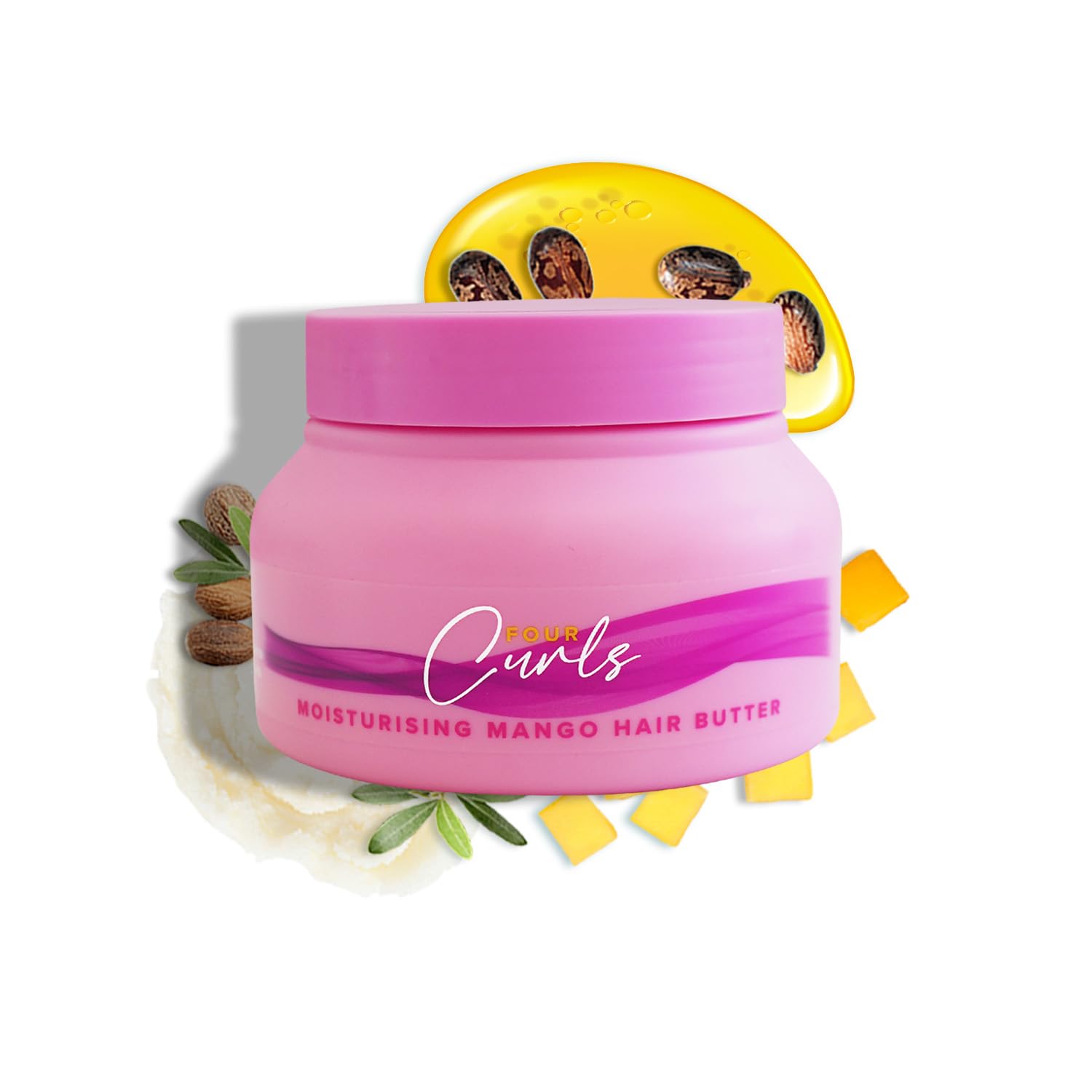 Cosmetics Four Curls, Curly Hair Products, Leave In Conditioner, Moisturising Mango Butter Cream, Smooths Dry Frizzy, Vegan Friendly, Paraben Silicone Sulphate Free