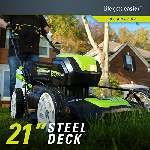Greenworks 2502202 Pro 21-Inch 80V Push Cordless Lawn Mower, Battery and Charger Not Included