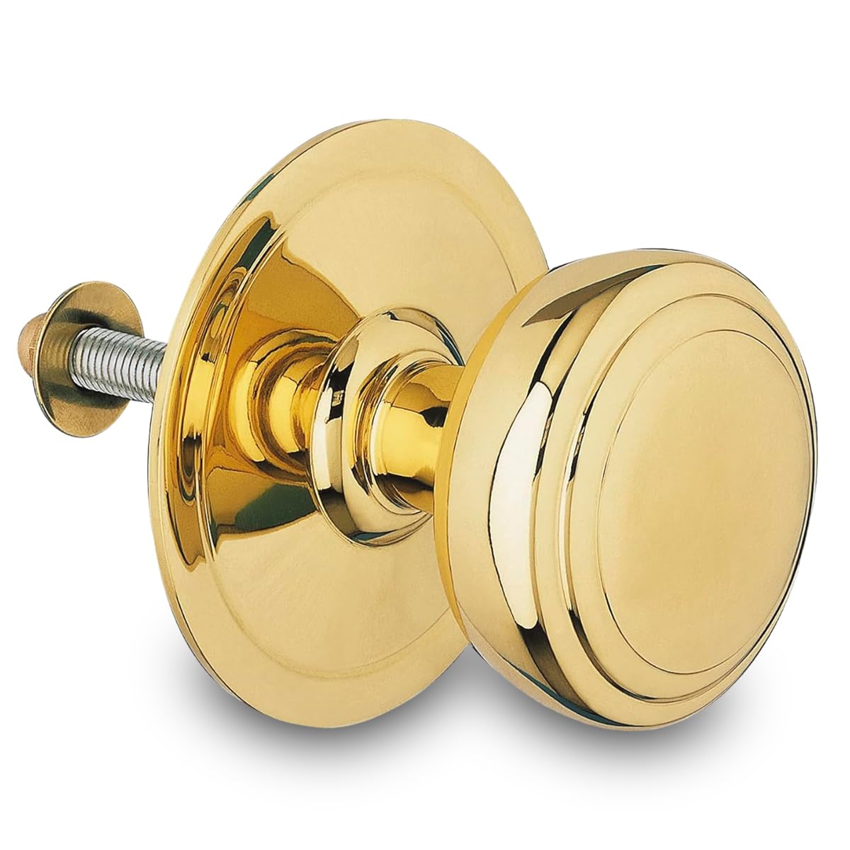 Amig - Modèle 12 Bouton de portes d’entrée extérieures en laiton poli | Diamètre poignée 70 mm Hauteur 68,5 mm | Facile à installer - Écrou de fixation inclus