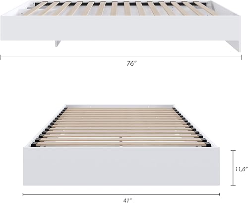 Vista 9 de Nexera Cama de plataforma de tamaño matrimonial, color blanco