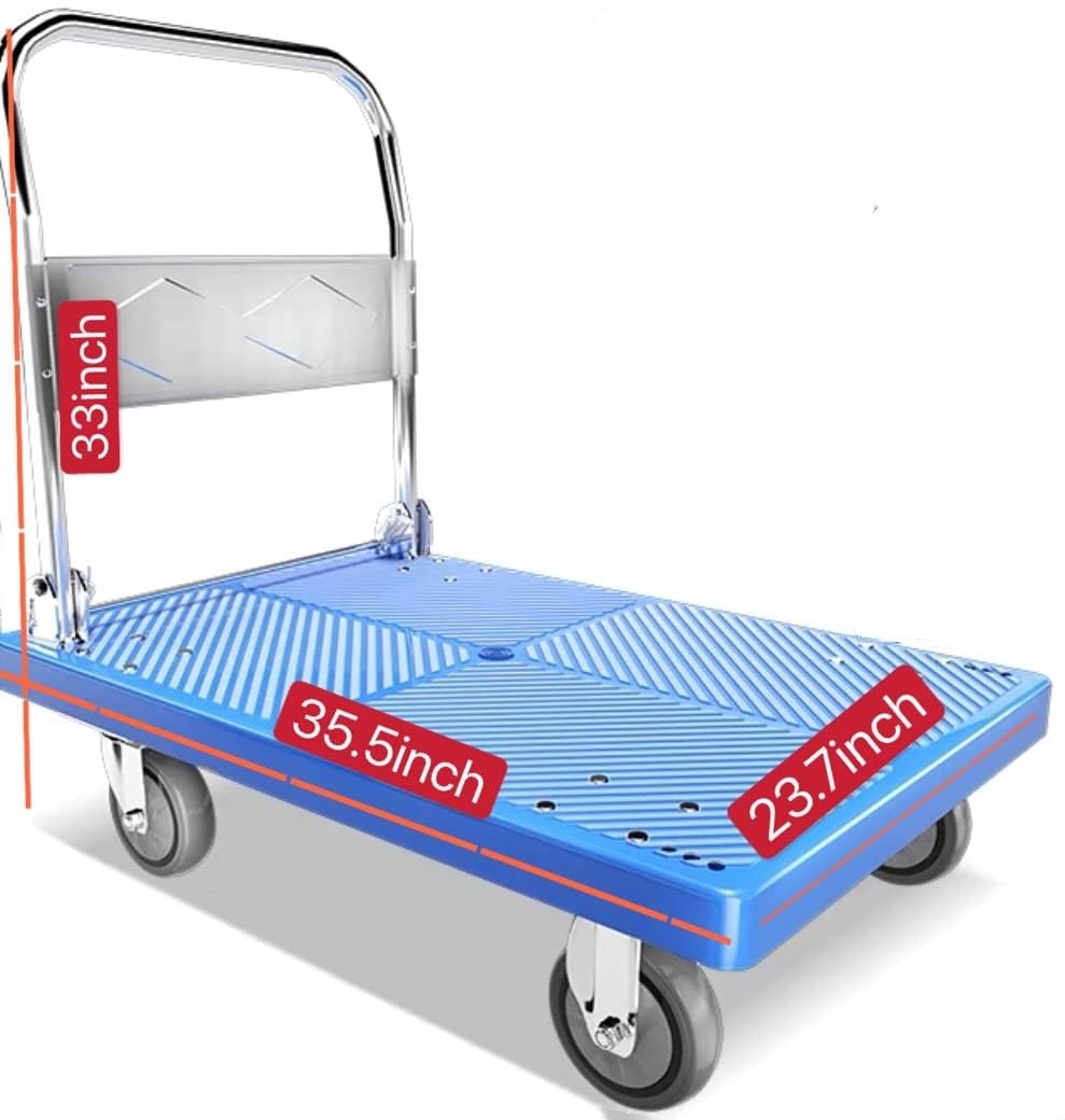 Wózek Dolly Składany wózek na platformie o nośności 399 kg wózek pchający Dolly poruszająca się platforma ciężarówka ręczna dodaj 2 stalowe pręty wzmacniające w nim obracane o 360 stopni koła załadunek i przechowywanie