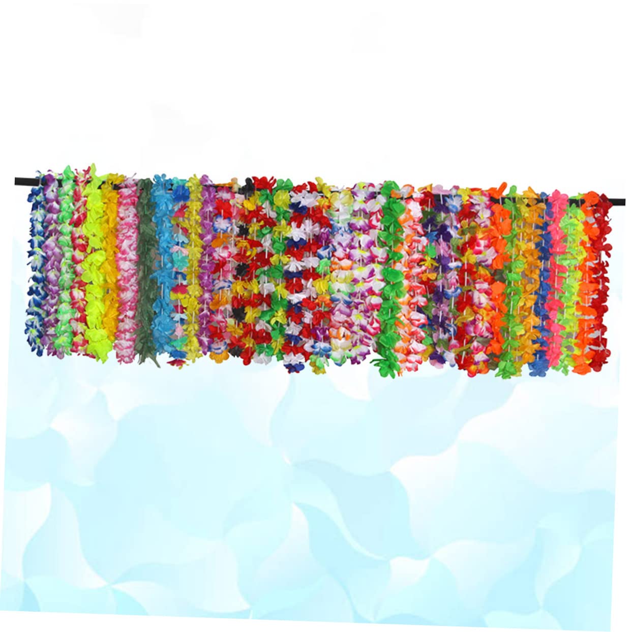 42 Stück Hawaiian Flower Garland Set Teiliges Buntes Blumenhalsband für Luau Party Tropische Strandkostüm Accessoires für Feste und Dekorationen