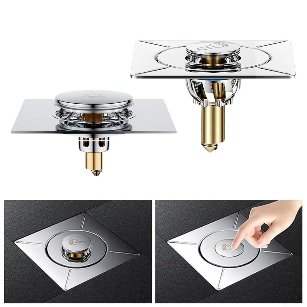 Filtro di scarico in acciaio inossidabile per lavello da cucina e bagno, copertura inodore con tappo a rimbalzo (A)