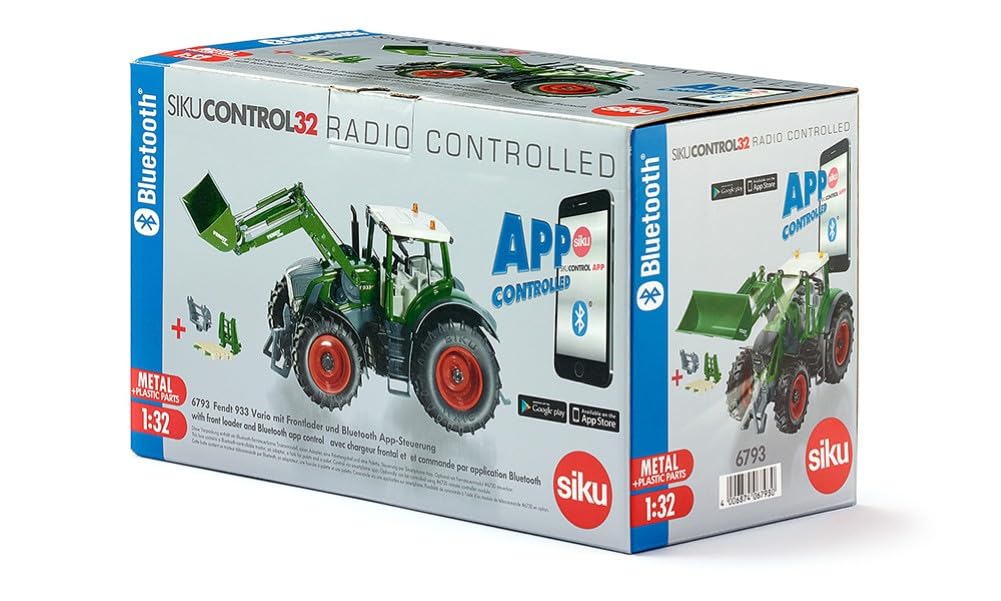 Siku 6793, Trattore Fendt 933 Vario con caricatore frontale, Verde, Metallo/Plastica, 1:32, Telecomandato, Guida tramite app con Bluetooth, Senza telecomando
