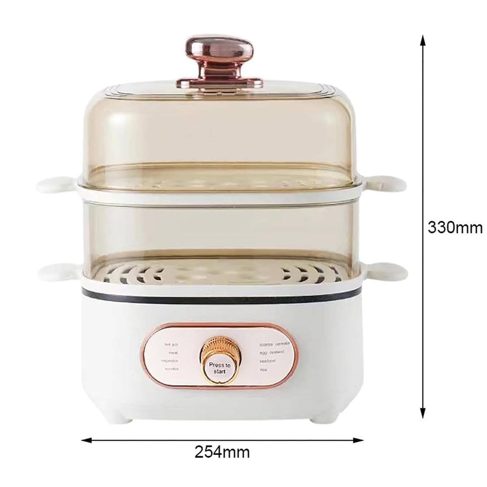 Parowar elektryczny o mocy 1200 W, wielofunkcyjny parowar o pojemności 10,5 l z dolnym garnkiem o pojemności 2,5 l, z koszami do układania w stosy, do gotowania warzyw, ryżu, pierogów, owoców mor