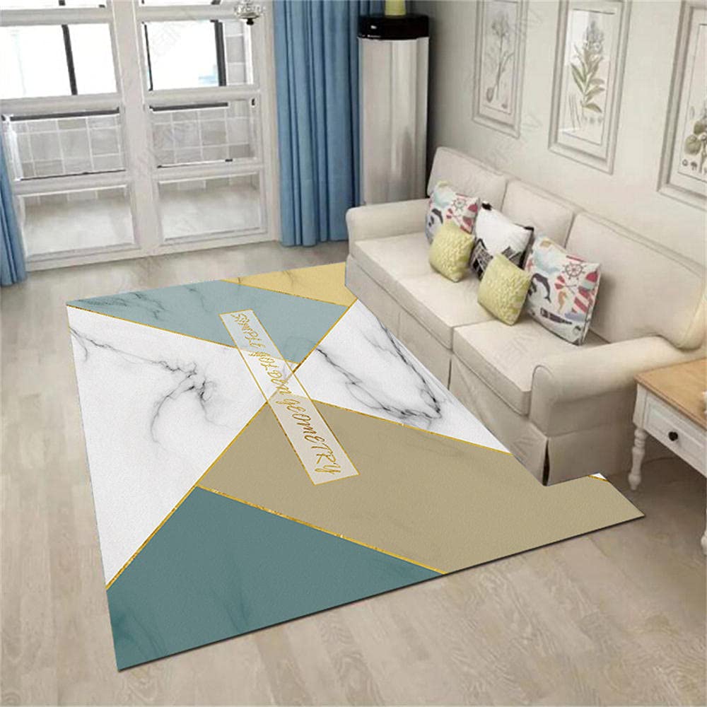 Tapis fille chambre grand format 180x240cm blanc et vert moderne