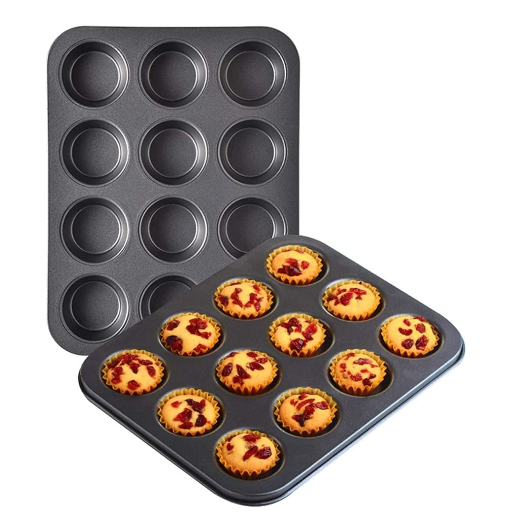 12 Cavity Non Stick Small Size Cupcake Mould, Muffin Tray for Mini Cup Cakes for OTG Oven and Microwave Safe (12 in 1 Small Size)